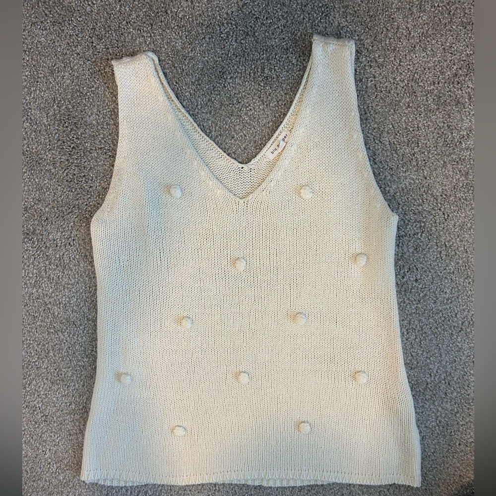Blu Pepper Cream Knit Tank Top